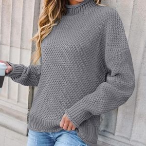 Turtleneck Batwing Sleeve Loose Oversized Chunky Knitted Pullover Sweater Jumper